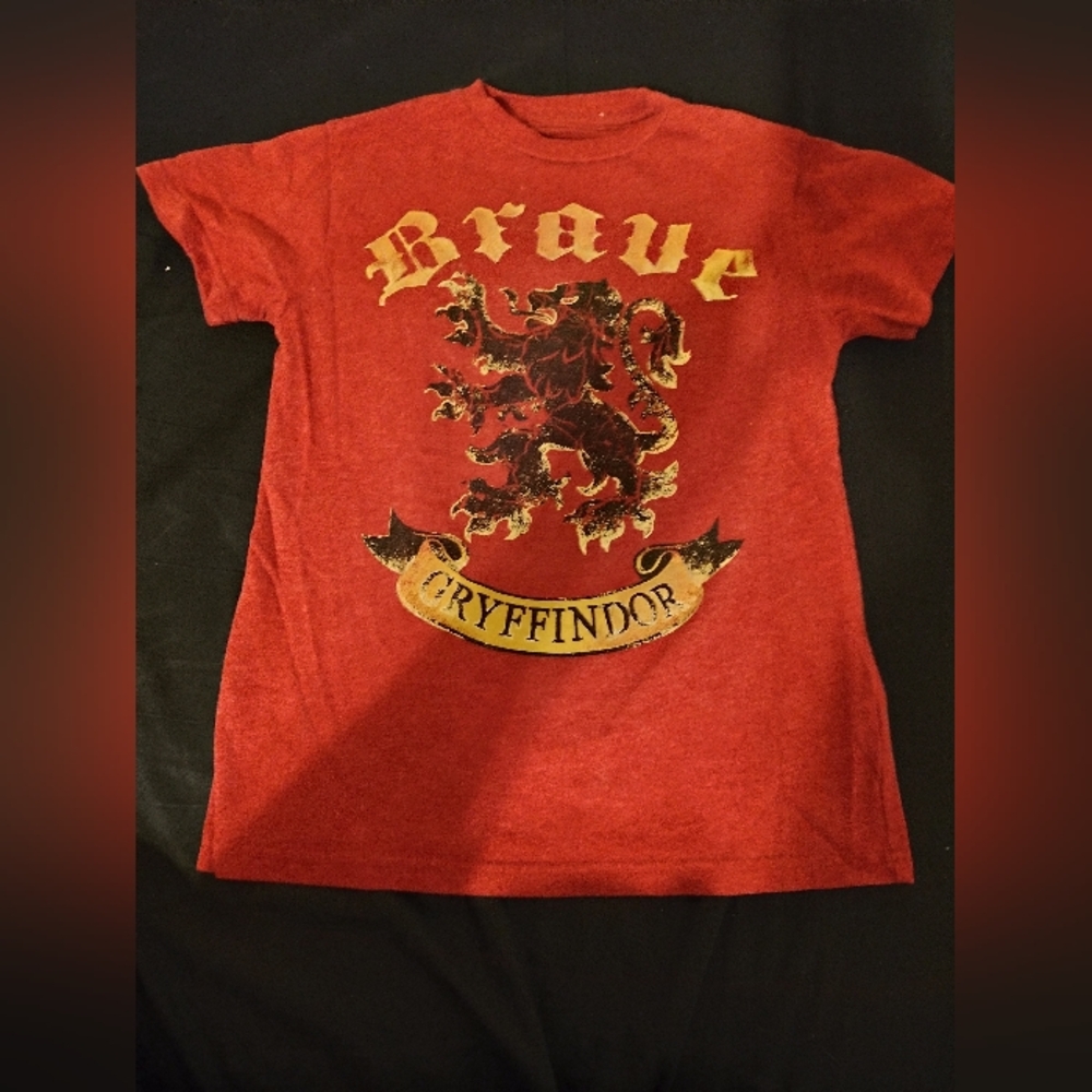 Harry Potter Gryffindor Brave Kids Red T-Shirt Size Small. House Grydfindor Logo